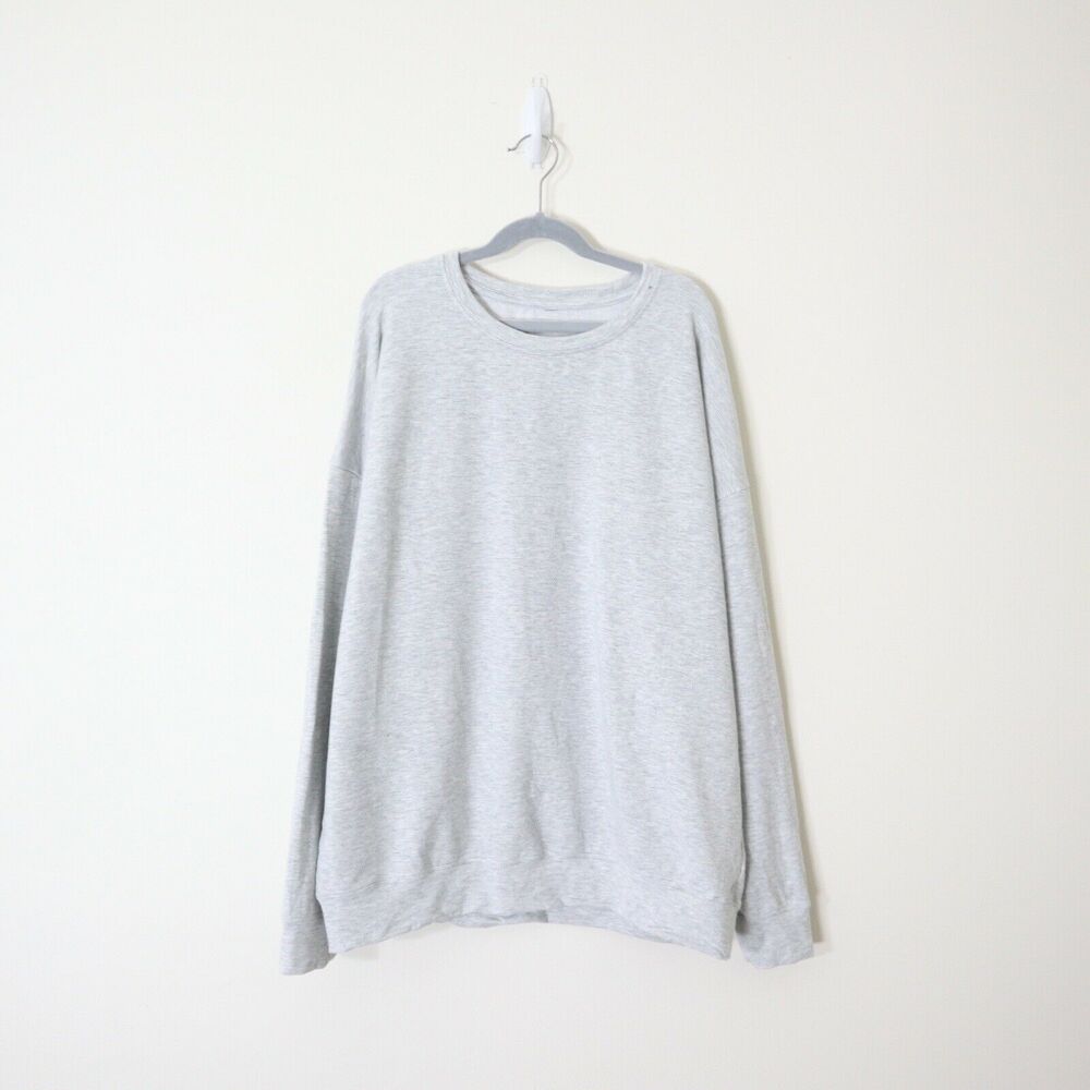 Athleta Size PM Studio to Street Sweatshirt Micro Stripe Heathered Gray - Picture 2 of 11